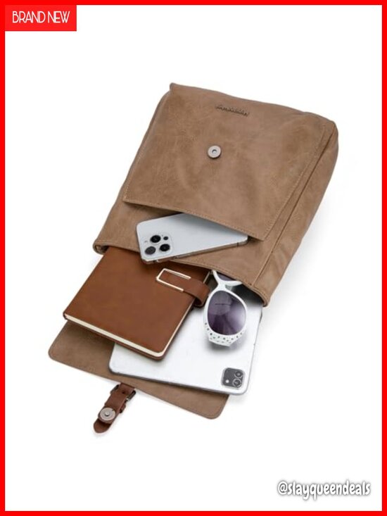 Faux Leather Convertible Backpack Purse for Women Daypack Crossbody Travel Work main image 5